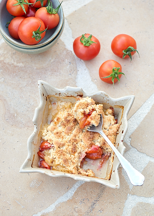 carte recette de Crumble de tomates confites à la vanille sans gluten